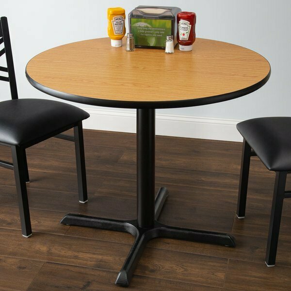 Lancaster Table & Seating LT Standard Height Table with 36'' Round Reversible Walnut/Oak Table Top and Cast Iron Base 349C36RW303S